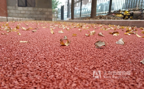 塑膠顆粒跑道上的樹(shù)葉