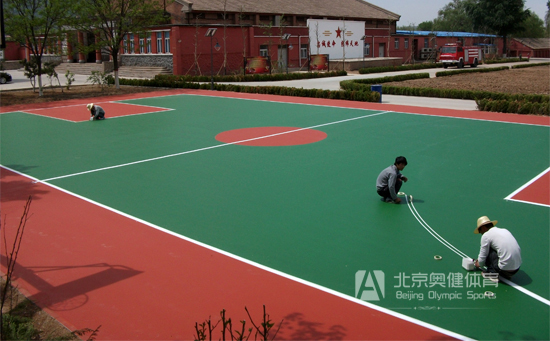 硅pu塑膠籃球場(chǎng)建造圖片