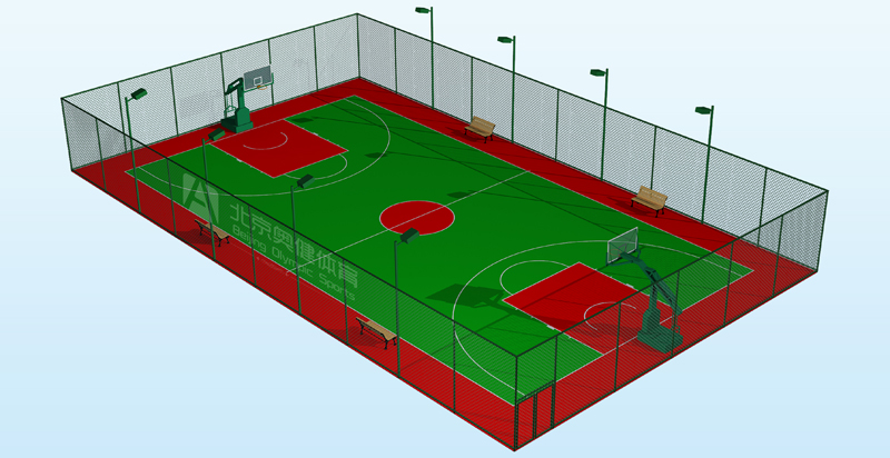 硅pu籃球場(chǎng)整套效果圖