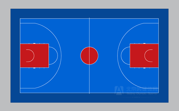 塑膠籃球場(chǎng)藍(lán)色配色方案圖片