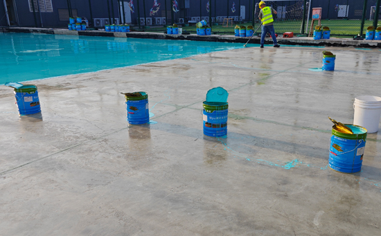 硅PU塑膠球場(chǎng)-防水底涂施工圖