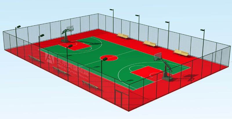 硅pu籃球場效果圖圖片